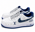 Air Force 1 Low – White & Denim Blue Monogram
